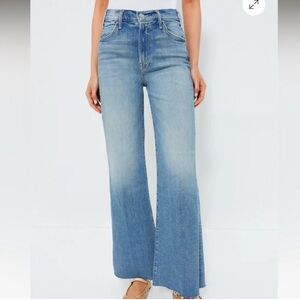 Mother The Hustler Roller Fray Jeans Women's 27 I Confess Wide Leg High Rise